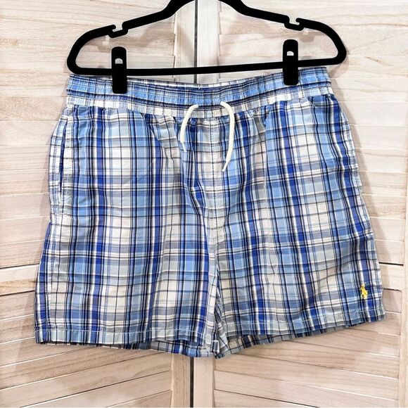 Polo Ralph Lauren Preppy Plaid Swim Trunks Swimsuit Large - Picture 1 of 12